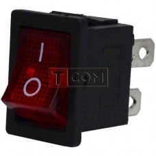 Перемикач з підсвічуванням KCD-1-104, ON-OFF TCOM, 4pin, 6A, 220V, червоний