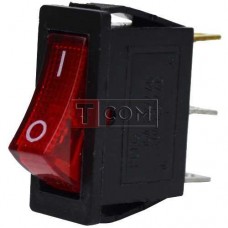 Переключатель узкий с подсветкой KCD-3, ON-OFF TCOM, 2pin, 15A, 220V, красный