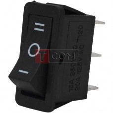 Переключатель узкий RS-103-16C ON-OFF-ON TCOM, 3pin, 15A, 220V, чёрный