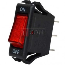 Перемикач вузький з підсвічуванням IRS-1-7A ON-OFF TCOM, 3pin, 10A, 220V, червоний