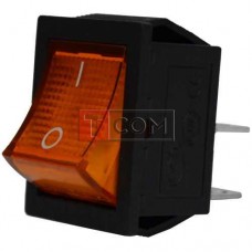 Переключатель широкий с подсветкой KCD-4, ON-OFF TCOM, 4pin, 15A, 220V, жёлтый