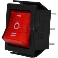 Переключатель широкий с подсветкой IRS-203-1C ON-OFF-ON TCOM, 6pin, 15A, 220V, красный