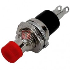 Кнопка малая PBS-10B-2 без фиксации OFF-(ON) TCOM, 2pin, 1А, 250V, красная