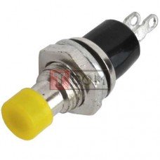 Кнопка малая PBS-10B-2 без фиксации OFF-(ON) TCOM, 2pin, 1А, 250V, жёлтая