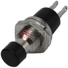 Кнопка малая PBS-10B-2 без фиксации ON-(OFF) TCOM, 2pin, 1А 250V, чёрный