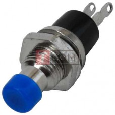 Кнопка малая PBS-10B-2 без фиксации ON-(OFF) TCOM, 2pin, 1А, 250V, синяя