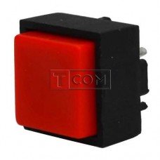 Кнопка квадратная PBS-18B без фиксации OFF-(ON) TCOM, 25mА 50V или DC, красная
