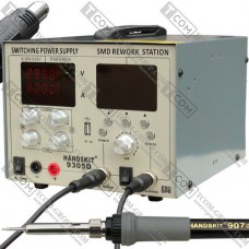 Паяльная станция 4в1 HandsKit 9305D, паяльник + фен + лабораторный блок + USB, 4 дисплея