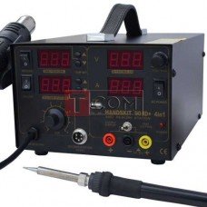 Паяльная станция 4в1 HandsKit 909D+, паяльник + фен + тестер + USB, 4 дисплея