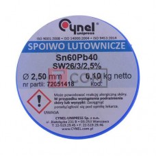 Припой Cynel Sn60Pb40-SW26 2.5мм, 100г