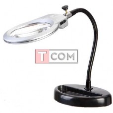 Лупа настольная Zhongdi с LED подсветкой, настольная, 2.5X Ø90мм, 5X Ø22мм