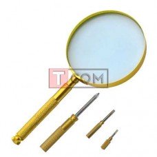 Лупа ручная Zhongdi круглая, металлическаа ручка, gold, 5X, Ø65мм