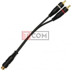 Переходник RCA - 2×RCA co шнуром 0,2м, чёрный