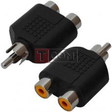 Перехідник TCOM, штекер RCA - 2 гнізда RCA, корпус пластик