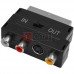 Переходник TCOM, штекер Скарт - 3 гнезда RCA + гнездо mini din 4pin с переключателем