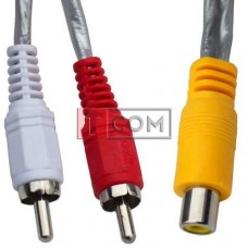 Переходник TCOM, гнездо RCA - 2 штекера RCA, шнур 0.2м, прозрачный