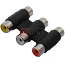 Переходник TCOM, 3 гнезда RCA - 3 гнезда RCA, корпус пластик