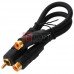 Переходник RCA - 2xRCA, co шнуром 0,2м gold, чёрный