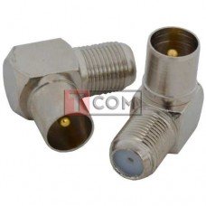 Переходник антенный TCOM, штекер ТВ - гнездо F, угловой, латунь, gold pin