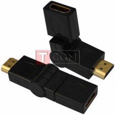 Переходник TCOM, штекер HDMI - гнездо HDMI, поворотный 360°, gold, пластик