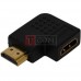 Переходник TCOM, штекер HDMI - гнездо HDMI, угловой горизонтальный правый, gold, пластик