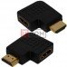 Переходник TCOM, штекер HDMI - гнездо HDMI, угловой горизонтальный правый, gold, пластик