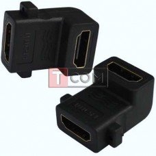 Переходник TCOM, гнездо HDMI - гнездо HDMI, угловой, gold