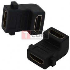 Перехідник TCOM, гніздо HDMI - гніздо HDMI, gold, кутовий