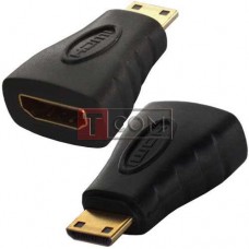 Переходник TCOM, штекер mini HDMI - гнездо HDMI, gold, пластик