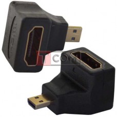 Переходник TCOM, штекер micro HDMI - гнездо HDMI, угловой, gold, пластик