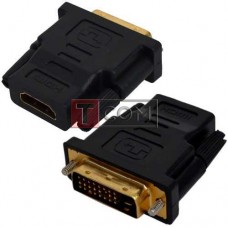 Переходник TCOM, штекер DVI-D(24+1) - гнездо HDMI, gold, пластик