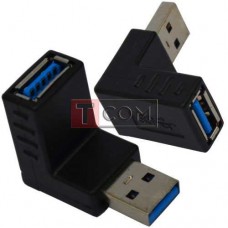Переходник TCOM, штекер USB A - гнездо USB A, угловой, Vers.3.0