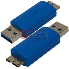 Переходник TCOM, штекер micro USB тип В - штекер USB A, Vers. 3.0, синий