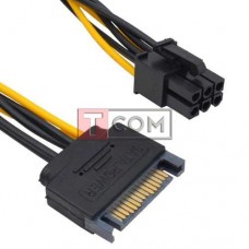 Кабель для видеокарт TCOM (штекер SATA 15pin - 6pin Card power) длина 15см