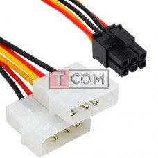Кабель живлення для відеокарт TCOM, 6pin- 2x PCI-E, довжина 15см