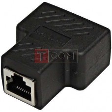 З'єднувач крученої пари 1 гніздо - 2 гнізда (RJ-45), чорний