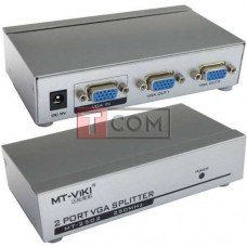 Сплитер VGA 1x2 MT-VIKI (1920x1440, 250MHz), металлический, DC-9V