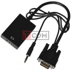 Конвертор VGA в HDMI + аудио, штекер VGA - гнездо HDMI + штекер 3.5 стерео