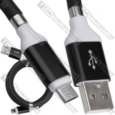 Шнур штекер USB А - штекер micro USB, магнітна змотка, 1м, чорний Шнур штекер USB А - штекер micro USB, магнітна змотка, 1м, чорний