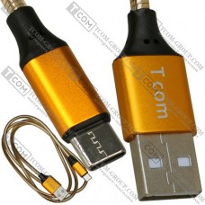 Шнур штекер USB type А - штекер USB type С, 1м., металл изоляция Шнур штекер USB type А - штекер USB type С, 1м., металл изоляция