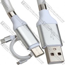 Шнур штекер USB А - штекер USB type С магнитная смотка, 1м, белый