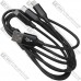 Шнур 3 в 1, штекер USB А - штекер miсro USB + штекер iPhone + штекер USB type C, сетка, 1.2м, чёрный