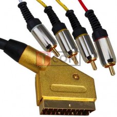 Шнур соединительный TCOM, штекер Скарт - 4RCA металл gold, с фильтрами, 1.5м