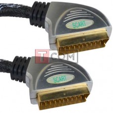 Шнур соединительный TCOM, штекер Скарт - штекер Скарт 21pin, металл gold, в сетке, 5м