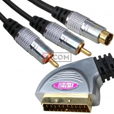 Шнур соединительный TCOM, штекер Скарт - 2 штекера RCА + штекер mini din 4pin,1.5м