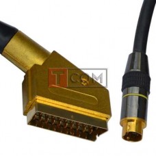 Шнур соединительный TCOM, штекер Скарт - штекер mini din 4pin, металл gold, 1.8м