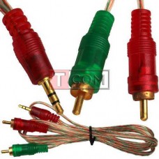 Шнур 3,5стерео- 2×RCA gold 1,2м прозрачный