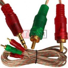 Шнур 3,5стерео- 2×RCA gold 3м прозрачный
