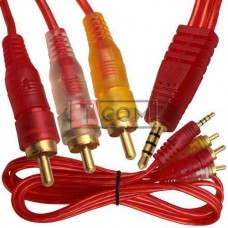 Шнур штекер 3,5мм 4C - 3 штекера RCA, gold, 1,2м, прозрачный