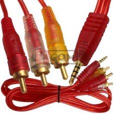 Шнур штекер 3,5мм 4C - 3 штекера RCA, gold, 1,2м, прозрачный